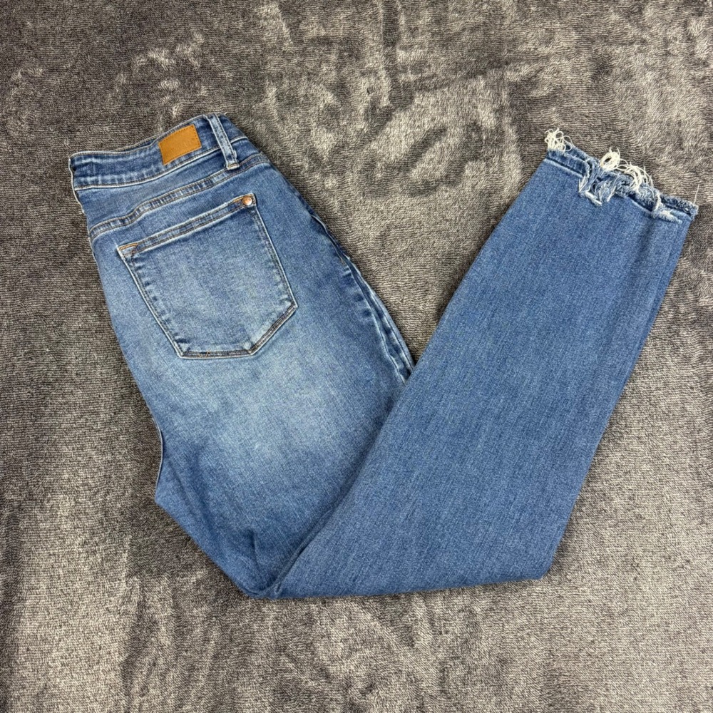 Judy Blue Jeans Womens 9/29 Blue Boyfriend Fit JB88270 Raw Hem Stretch Denim